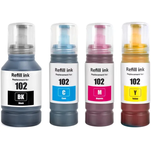 Boxstuff inkt geschikt voor Epson 102 – EcoTank Cartridges – Multipack 4x Navulfles (Zwart + Kleur) – Geschikt voor ET-2710 / ET-2820 / ET-4800