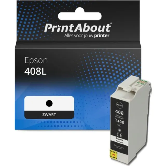 PrintAbout huismerk Inktcartridge 408L (C13T09K14010) Zwart Hoge capaciteit geschikt voor Epson