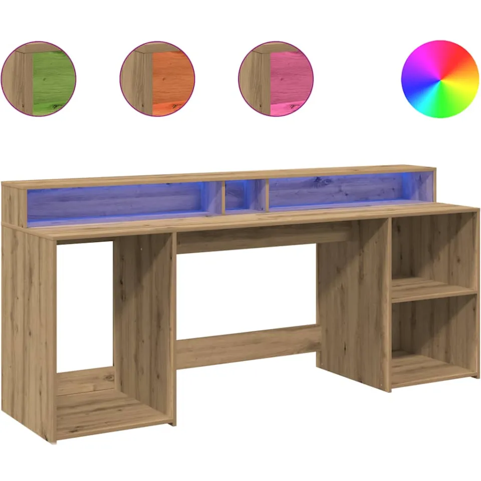 vidaXL Desk Artisanaal eiken 200 x 55 x 91 cm Engineered Wood, foto 3