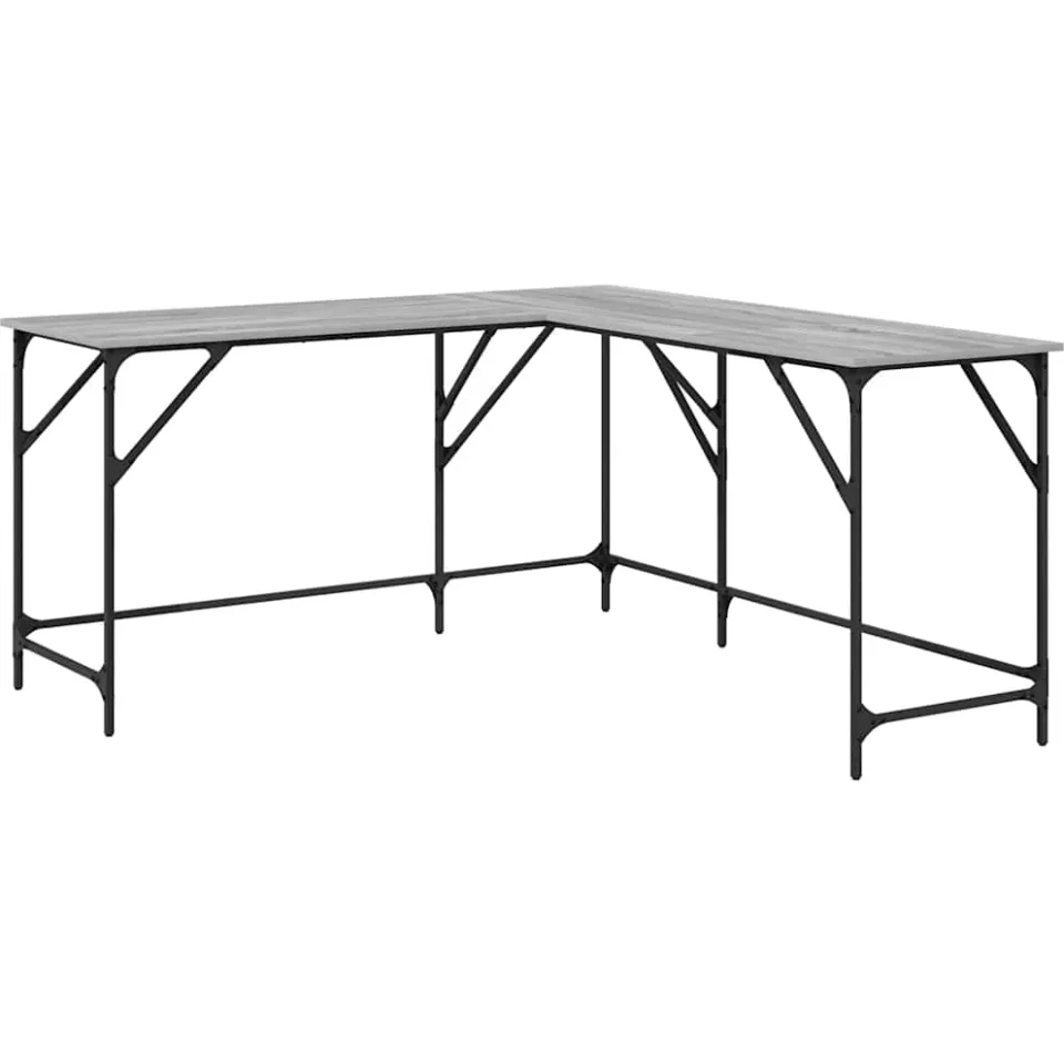 vidaXL Bureau 149x149x75 cm bewerkt hout grijs sonoma eikenkleurig