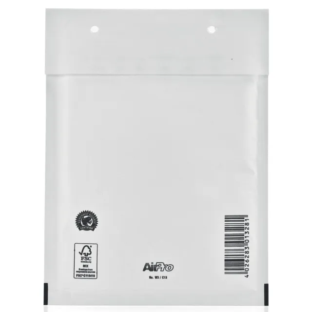 Airpro Bong AirPro luchtkussenenveloppen, ft 150 x 215 mm, met stripsluiting, doos van 100 stuks, wit