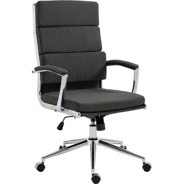 CLP Cleveland Bureaustoel - Ergonomisch - Voor volwassenen - Met schommelfunctie - Met verchroomd frame - donkergrijs Stof
