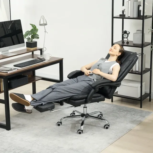 MODFU Bureaustoel Met Massagefunctie - Hoogteverstelbaar - Voetsteun - Zwart