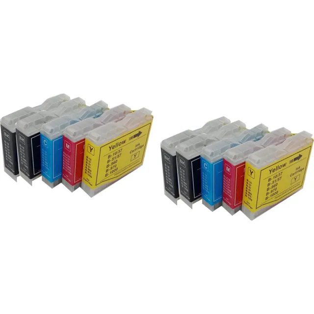 KATRIZ huismerk inkt voor|Brother LC51/LC970/LC1000/LC37 4x black +2x Cyan +2x Magenta+2x Yellow | ( 10stuks) Zwart, Cyaan, Magenta, Geel