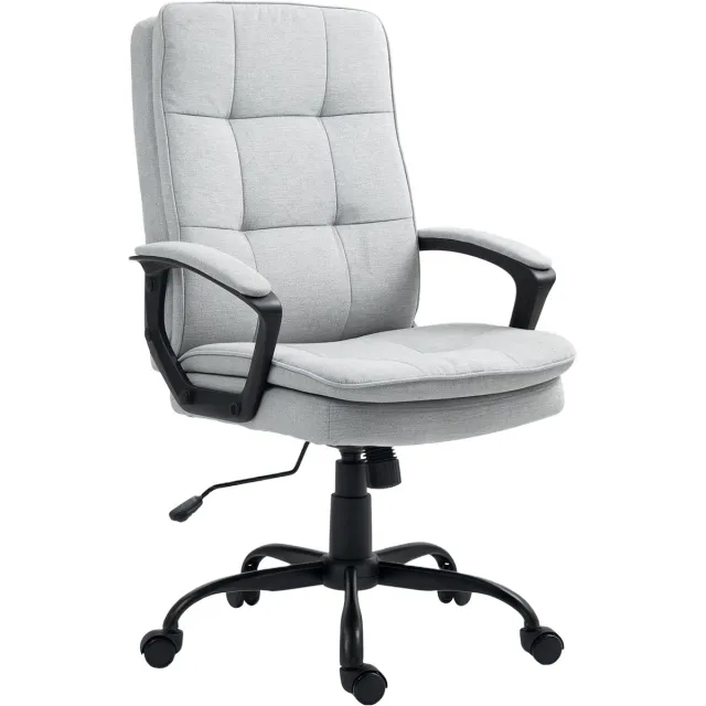 Clruro Bureaustoel - Ergonomische Draaistoel met Armleuningen - Linnenlook - Grijs