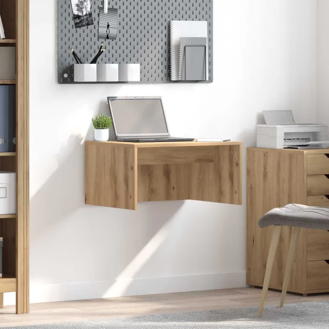vidaXL Wandbureau Artisan Eiken Bewerkt hout 60 x 45 x 30 cm, foto 2