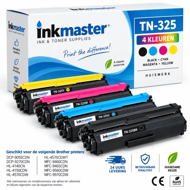 inkmaster Premium huismerk toner cartridge voor Brother TN-326 TN-326BK TN-326C TN-326M TN-326Y voor DCP-L8400CDN DCP-L8450CDW HL-L8250CDN HL-L8350 HL-L8350CDW MFC-L8650CDW MFC-L8850CDW 4 stuk Set Multipack