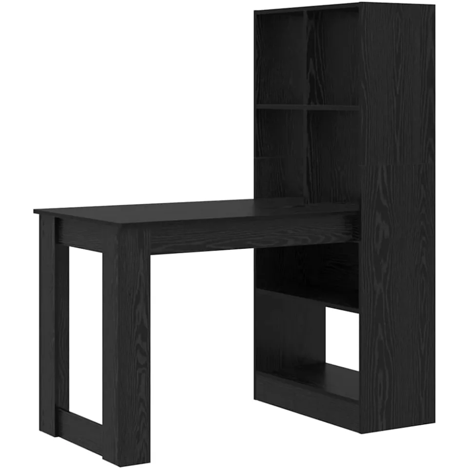 vidaXL Bureau Zwart Eiken 122 x 67 x 145 cm Bewerkt hout