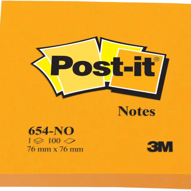 Post-It Notes , 100 vel, ft 76 x 76 mm, neonoranje