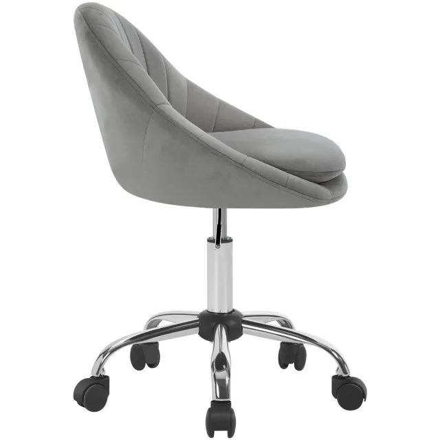 Klarven Bureaustoel Ergonomisch bureaustoel Fluweel grijs - 360° draaibaar, In hoogte verstelbaar, Verstelbare rugleuning - Op wielen - 82 x D 52 cm