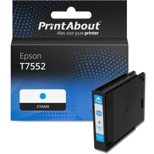 PrintAbout Huismerk Epson T7552 Inktcartridge Cyaan
