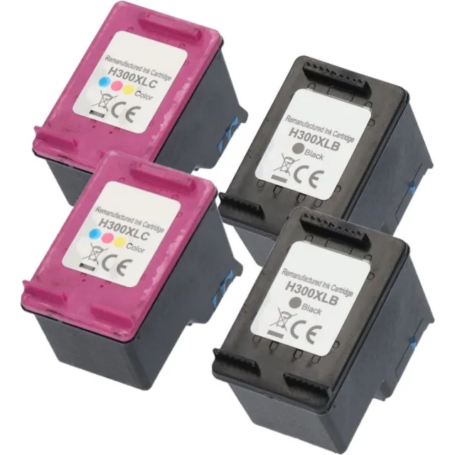 InktDL Huismerk geschikt voor HP 300XL Inktpatronen - Multipack geschikt voor Deskjet D1660 - D5560 - F2480 - Envy 114 - 120 - Photosmart C4680 - C4780 2X Zwart + 2X Kleur