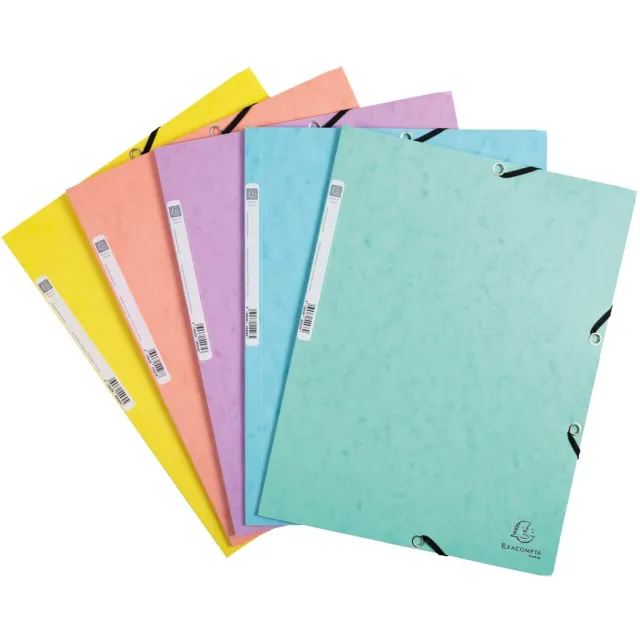 Exacompta Aquarel elastomap uit glanskarton, ft A4, met 3 kleppen en elastiek, in geassorteerde kleuren blauw