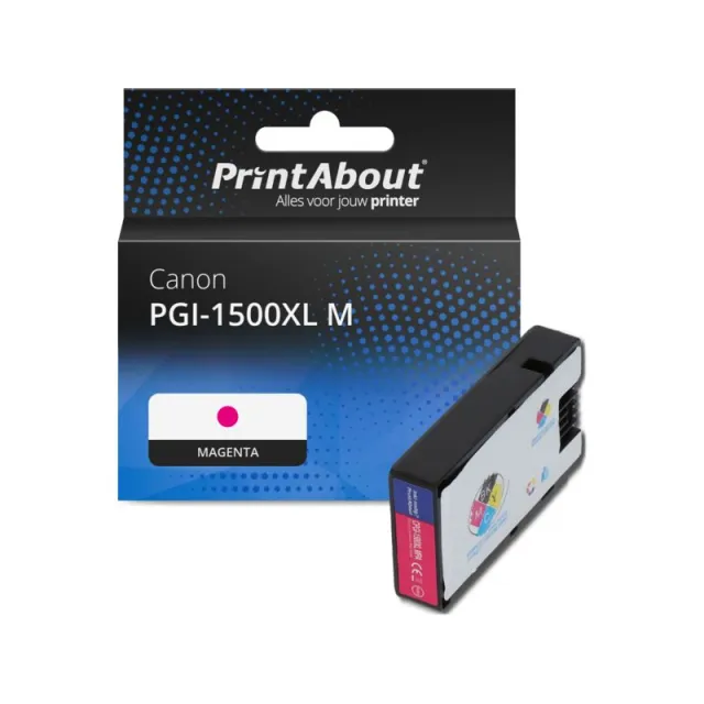 PrintAbout huismerk Inktcartridge PGI-1500XL M Magenta Hoge capaciteit Geschikt voor Canon