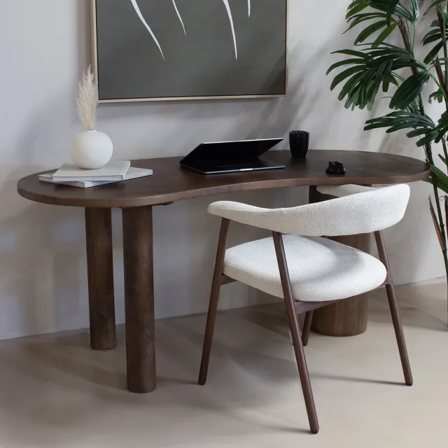 Giga Meubel Bureau Livana Organisch - Mangohout - Donkerbruin - 160x70x75cm