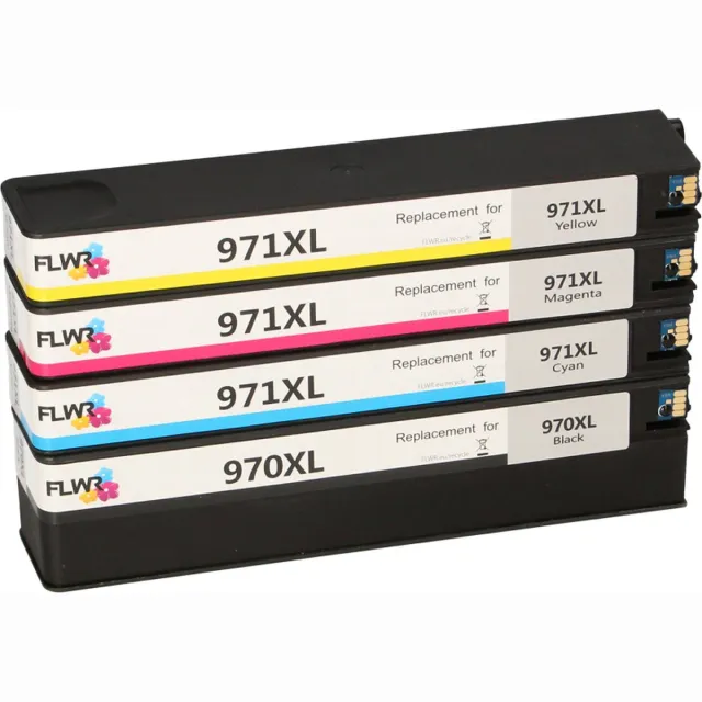 FLWR Inktcartridges / 970 / 971XL / Multipack / Zwart & Kleur - Geschikt voor HP zwart, kleur