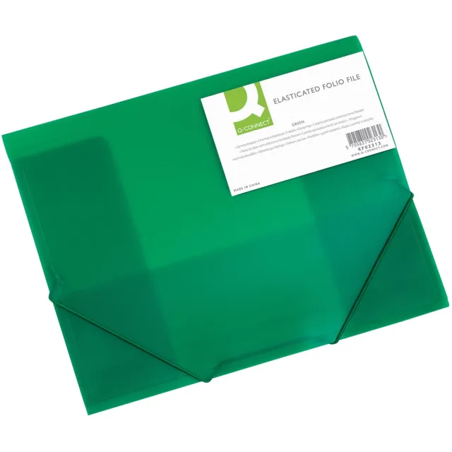 Q-CONNECT elastomap, A4, 3 kleppen en elastieken, transparant PP, groen