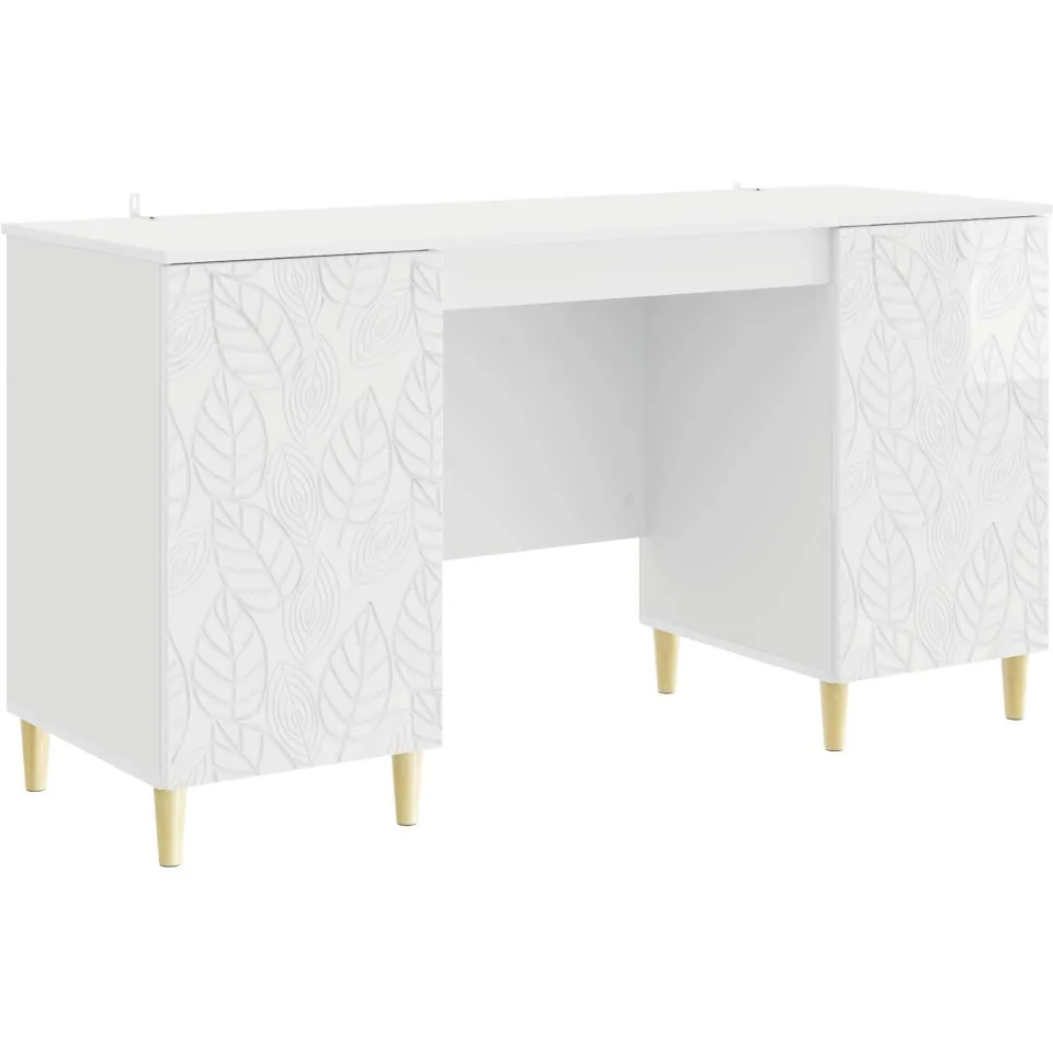 vidaXL Bureau Hoogglans Wit 142,5 x 50 x 75 cm Bewerkt hout, foto 3
