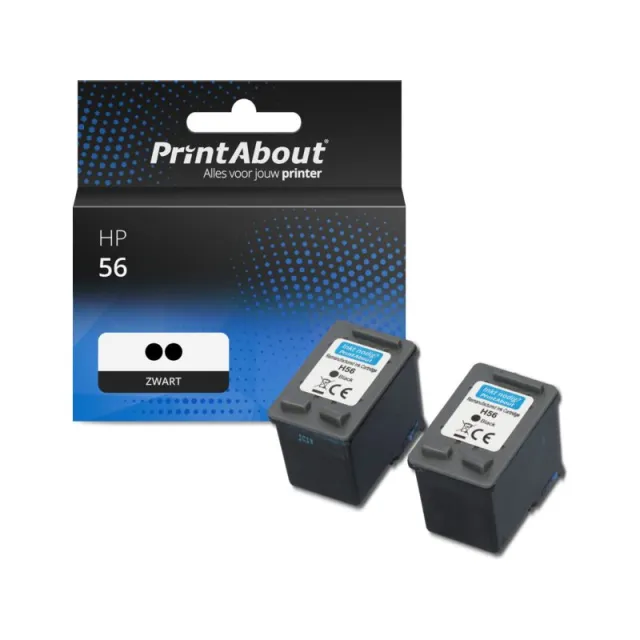PrintAbout huismerk Inktcartridge 56 (C6656AE) Zwart Multipack Geschikt voor HP