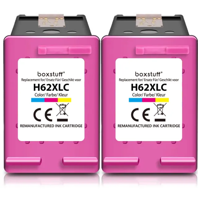 Boxstuff Inkt geschikt voor 62 XL Kleur - (C2P07AE) Compatibel met HP 62 / 62XL - Inkt Cartridge voor HP Envy 5640 / 5644 / 7640 / 7644 OfficeJet 5740 / 5742 / 200 / 250 - Multipack Kleur