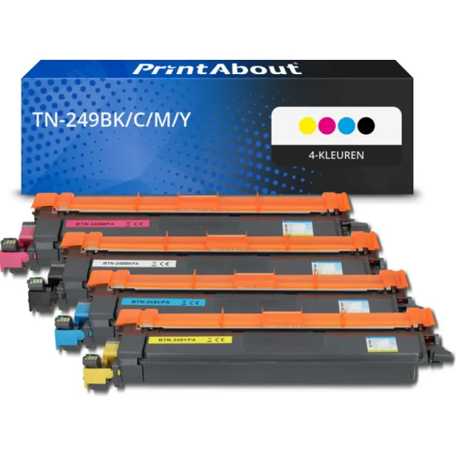 PrintAbout huismerk Toner TN-249BK/C/M/Y 4-kleuren Multipack Geschikt voor Brother