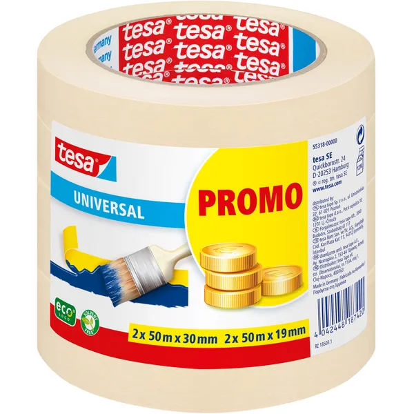 Tesa Afplaktape tesa® Economy 2x 50mx30mm, 2x 50mx19mm promopack