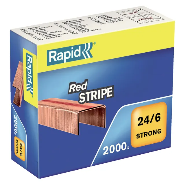 Rapid Nieten Rapid Nieten Rapid 24/6 verkoperd red stripe 2000 stuks