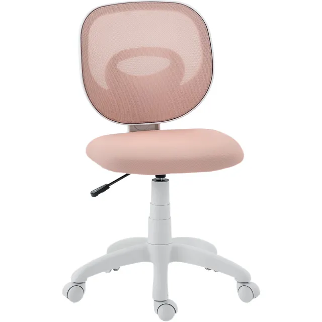 Lunpog Kantoorstoel van mesh stof, ergonomisch, zonder armleuningen, verstelbare hoogte, roze Rose