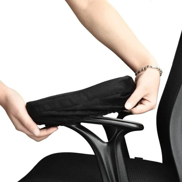Namajunas Ergonomische bureaustoel armleuning hoes met traagschuim - 2 Stuks - Comfortabele gamestoel armleuning hoes - Antislip elleboog steun kussen - Armsteun cover - Rekbare beschermhoes - Kantoorstoel accessoires - Comfortabele bescherming Zwart
