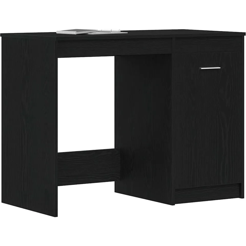 vidaXL Bureau Zwart Eiken 100 x 50 x 76 cm Bewerkt hout