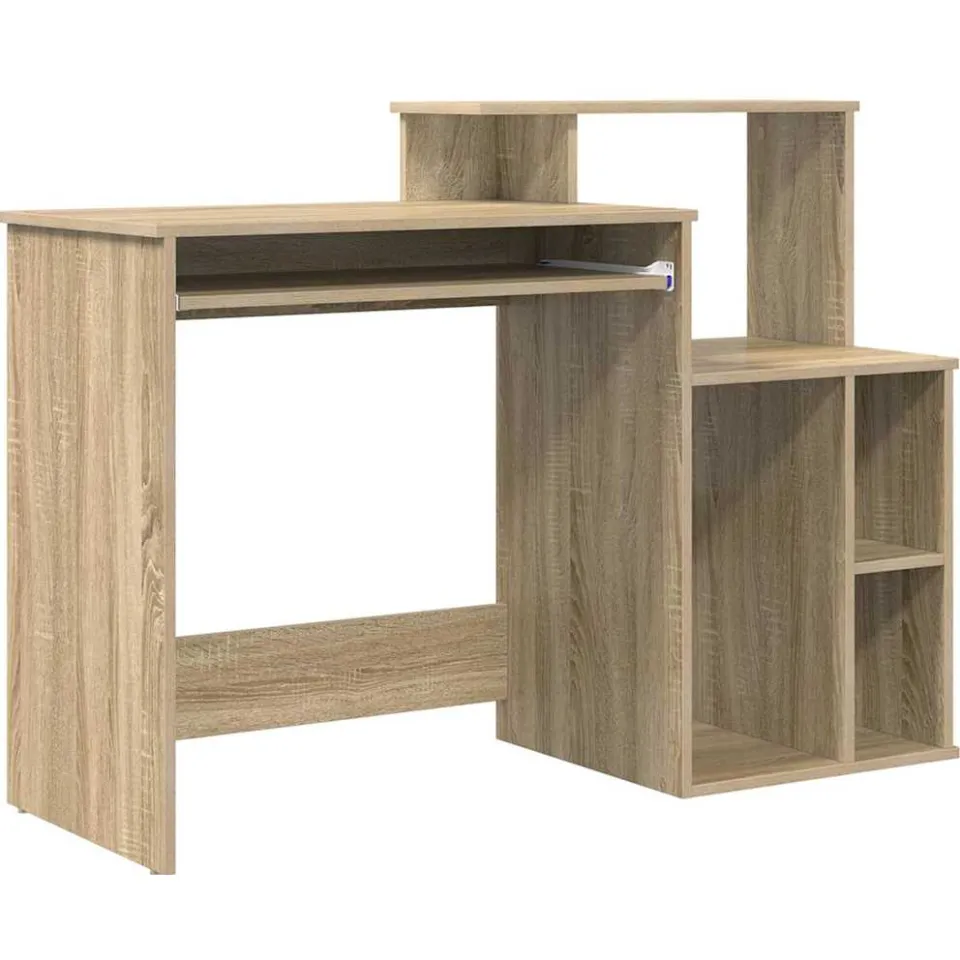 vidaXL Bureau Sonoma Eiken 120,5 x 44 x 88,5 cm Bewerkt hout, foto 3