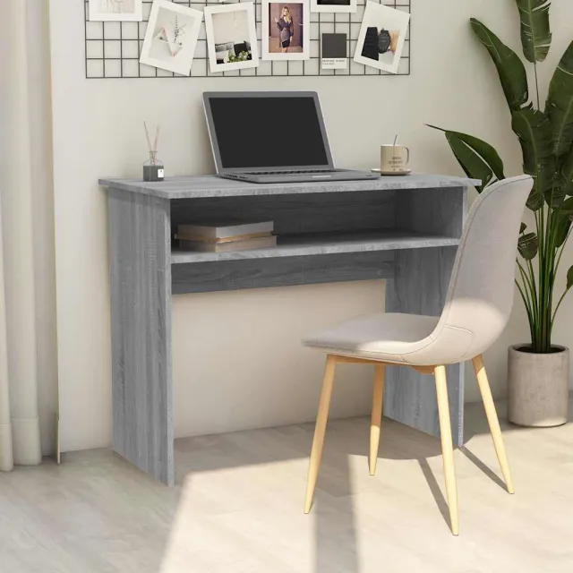 vidaXL Bureau 90x50x74 cm bewerkt hout grijs sonoma eikenkleurig, foto 2