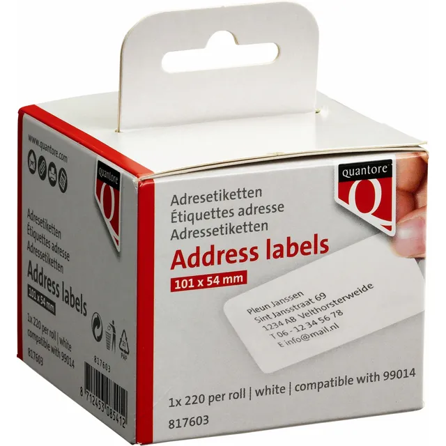 Quantore Labeletiket Quantore 99014 54x101mm adres wit