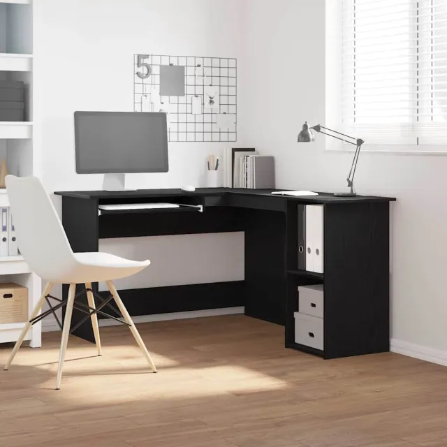 vidaXL Hoekbureau Zwart Eiken 120 x 140 x 75 cm Bewerkt hout, foto 2