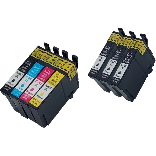 KATRIZ huismerk inkt Epson 1 sets 502XL / T502XL + 3x extra Zwart (7 stuks) Geschikt voor Epson Expression Home XP 5100 / Expression Home XP 5105 / WorkForce WF 2860 DWF /WorkForce WF 2865 DWF/Epson Expression Home XP-5155 Zwart,Cyaan,Magenta,Geel