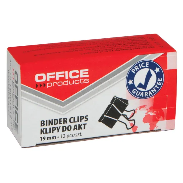 Office Products foldbackclip, zwart, 19 mm, doosje van 12 stuks