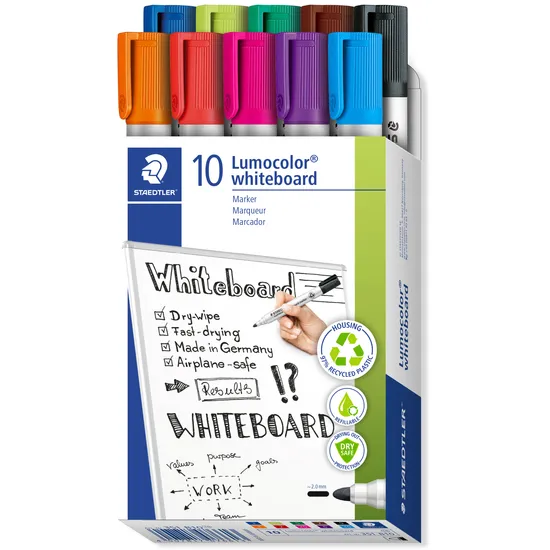 Staedtler Whiteboardmarker Staedtler Lumocolor 351 set à 10 stuks assorti blauw