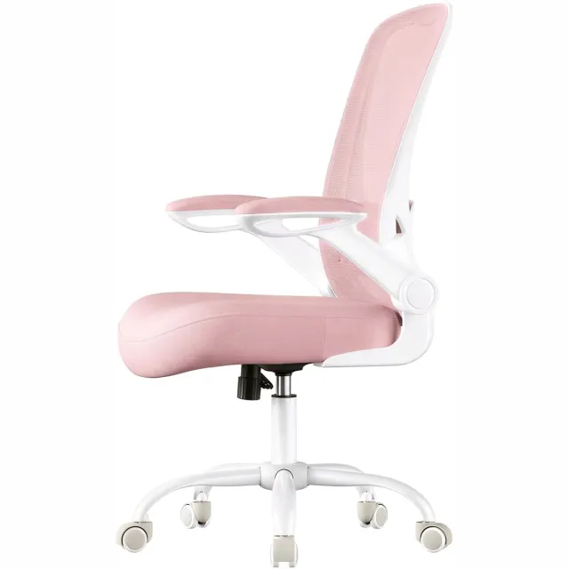 Songmics Bureaustoel - Met Kantelfunctie - Ademend Mesh - Grote Zitting Roze