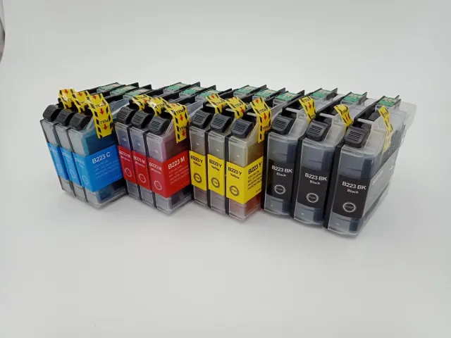 KATRIZ huismerk inkt voor Brother 3x LC223XL BK +3x LC223XL C+ 3x LC223XL M+ 3x LC223XL Y (12stuks) - Met chip Zwart, Cyaan Magenta, Geel