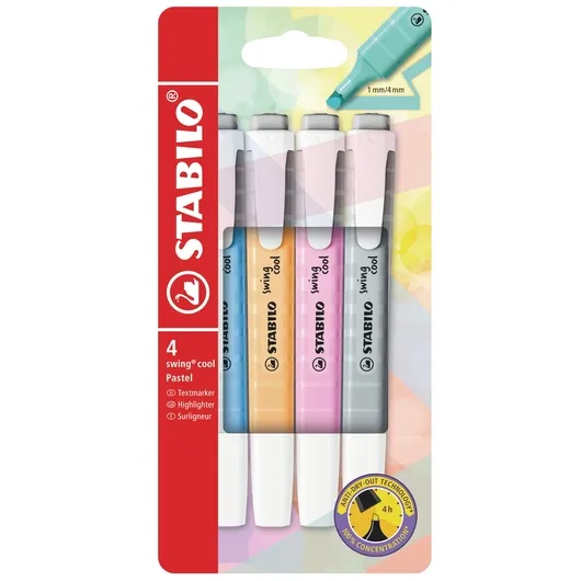 Stabilo Markeerstift STABILO Swing cool 275/4 pastel assorti etui à 4 stuks
