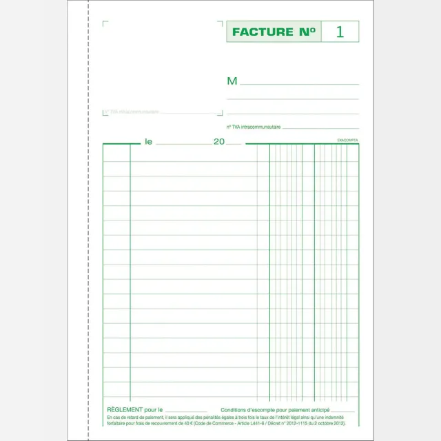 Exacompta facturen, ft 21 x 14,8 cm, tripli, franstalig