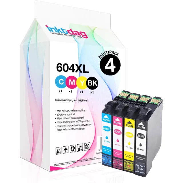 inktdag inktcartridges voor Epson 604XL, Epson 604 inkt, Epson 604 cartridge multipack van 4 kleuren voor Epson Expression Home XP-2200 XP-2205 XP-3200 XP-3205 XP-4200 XP-4205 Workforce WF-2910 WF-2930 WF-2935 WF-2950 Zwart x 1
