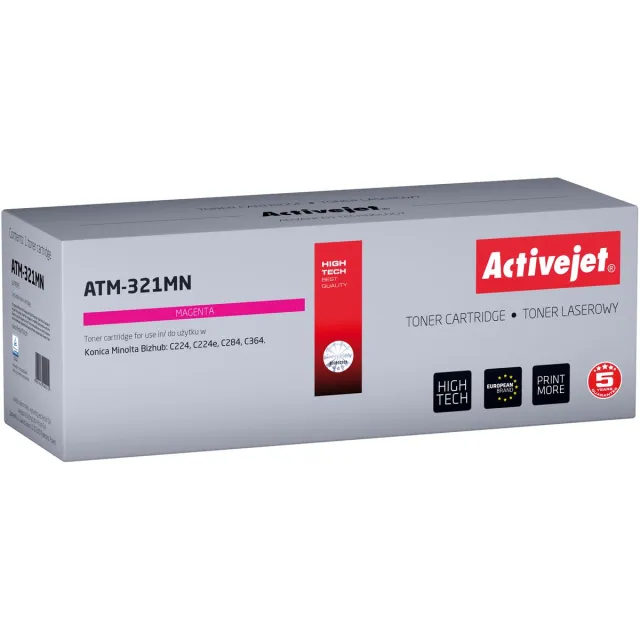 ActiveJet ATM-321MN toner voor Konica Minolta-printer; Konica Minolta TN321M vervanging; Opperste; 25000 pagina's; magenta. Geel