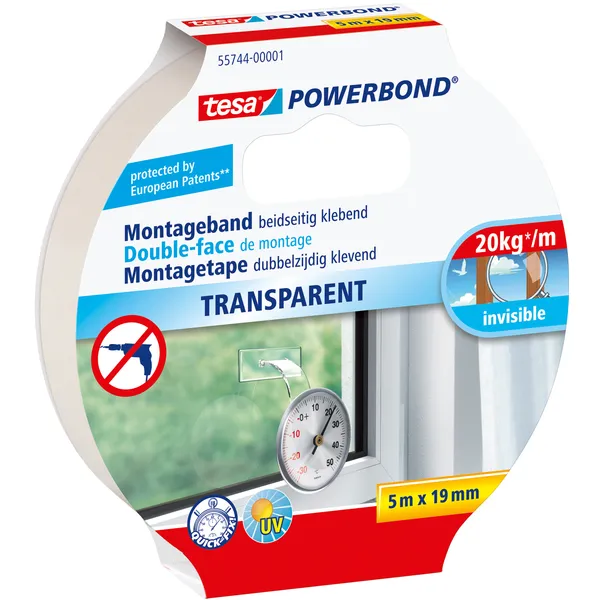 Tesa Montagetape tesa® Powerbond dubbelzijdig 5mx19mm transparant