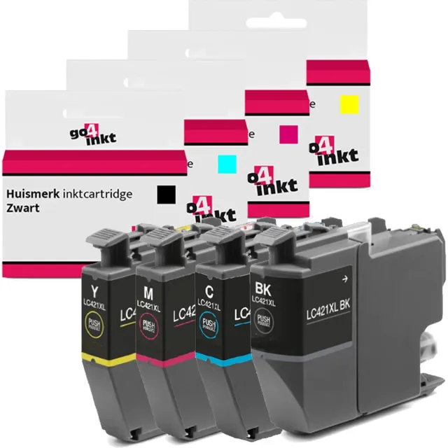 Go4inkt compatible met Brother LC-421XL bk/c/m/y multipack inktcartridges DCP-J 1050DW 1140DW 1800DW MFC-J 1010DW Zwart