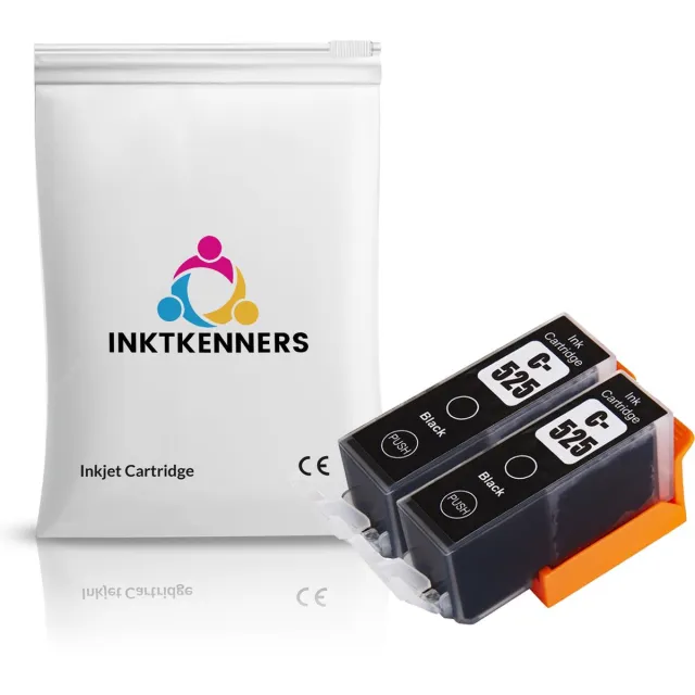 Inktkenners Dual Set Inktcartridges Geschikt voor Canon PGI-525 | 2x zwart cartridges Geschikt voor Pixma IP4800, IP4850, IP4950, IX6550, MG5150, MG5200, MG5250, MG5300, MG5320, MG5350, MG6150, MG6250, MG8150, MG8250, MG715, MX715, MX884, MX885, MX895