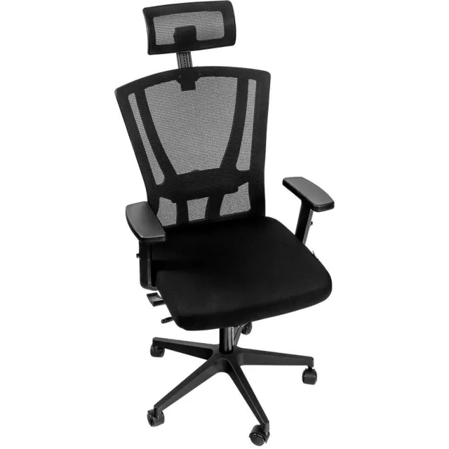 FURVERO Zenith - Bureaustoel - Volledig ergonomisch - 2D verstelbare hoofdsteun - 2D lendensteun zwart