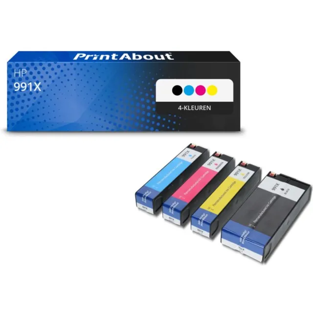 PrintAbout Huismerk HP 991X (M0K02AE + M0J90/94/98AE) Inktcartridge 4-kleuren Voordeelbundel Hoge capaciteit