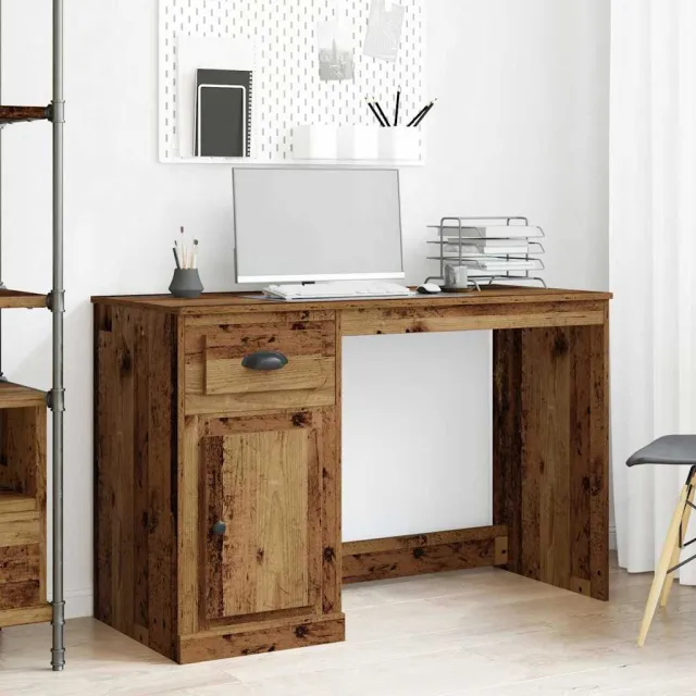 vidaXL Bureau Oud Hout 50 x 115 x 75 cm Bewerkt hout bruin, foto 2