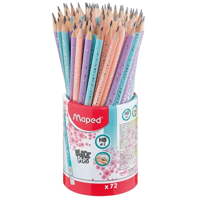 Maped Potlood Maped Black'Peps met gum pastel assorti